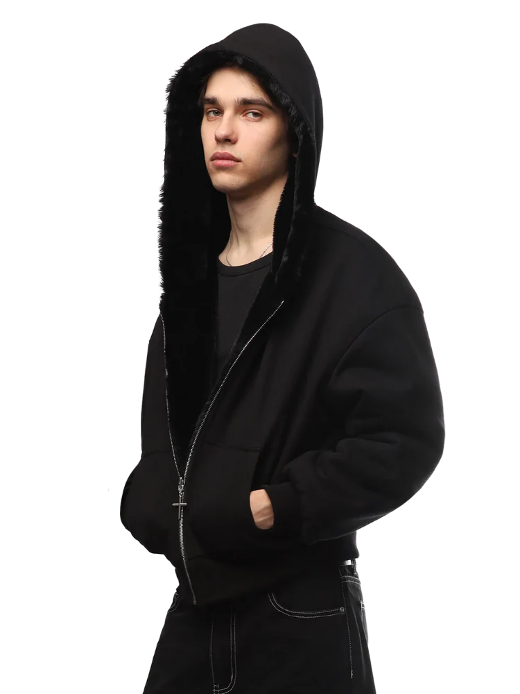 Ruchly™ Reversible Eco-Fur Zip Hoodie